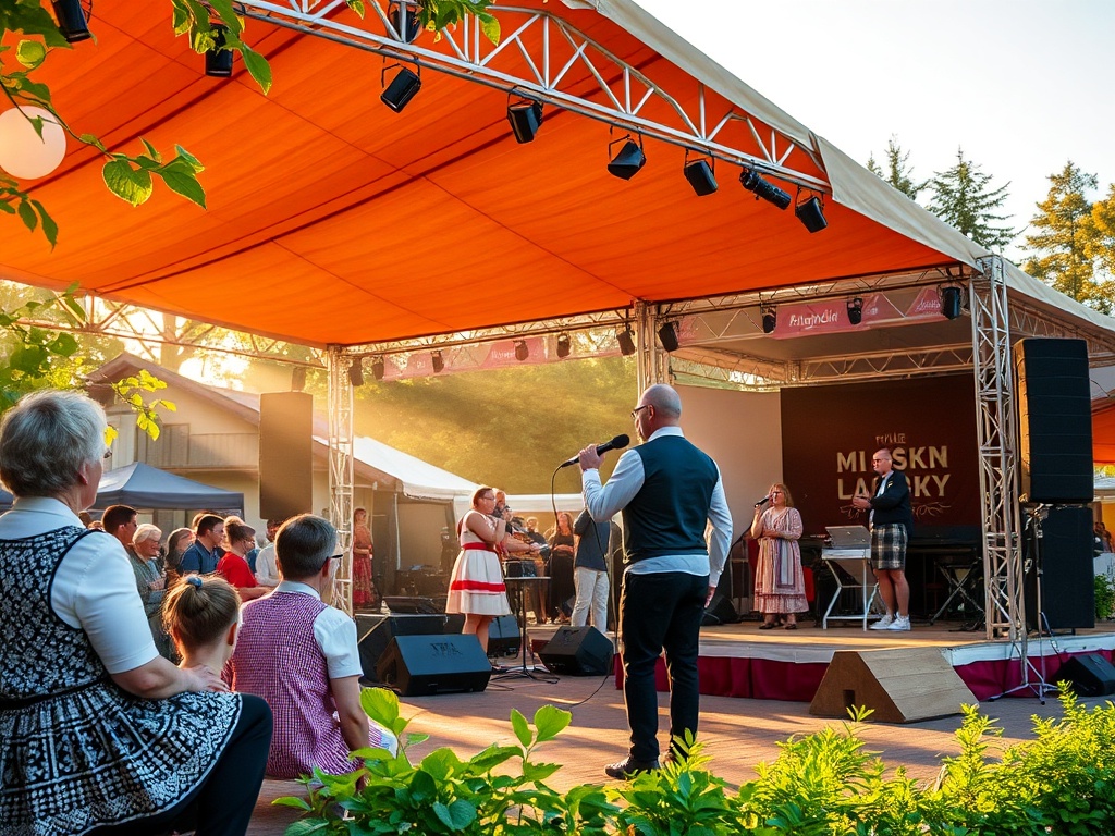 Widok na rynek w Oławie podczas słonecznego dnia, symbolizujący atmosferę majówki.